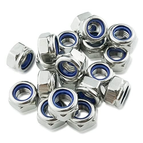 Image of M10 Nyloc Nuts, 10mm Locking Nuts, (Pack of 20) A2 304 Stainless Steel Hex Nut, Nylon Insert Lock Nut, Self-Locking for Bolts & Screws, DIN 985