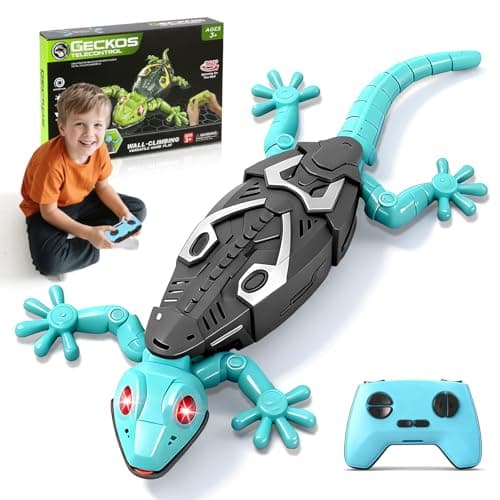 Image of MONKROY Wall Crawler Gecko, Wall Climbing Gecko Toy with LED Eyes - 360°Rotation RC Robot Wall Climbing Lizard for Kids - Rechargeable Wall Climbing Chameleon Toy for 3 4 5 6 7 8 Year Old Boys Gifts