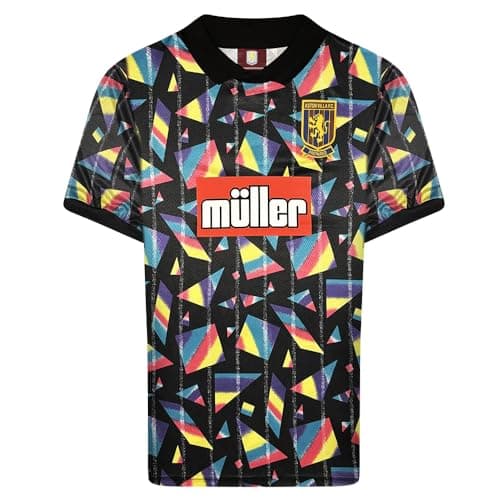 Image of Score Draw Aston Villa 1994 Home Retro Goalkeeper Shirt Black/Multi XX-Large Polyester