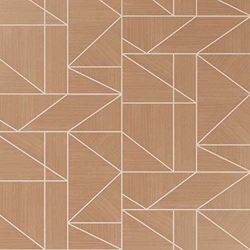 Image of Crown Wallcoverings Alexis Geo Rose Gold Wallpaper M1382 - Vinyl Metallic Glitter Abstract