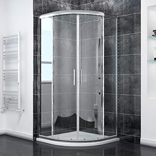 Image of ZANOFIRA 800 x 800 x 1850mm Quadrant Shower Enclosure 6mm Safety Tempered Clear Glass Corner Entry Cubicle Double Curved Sliding Glass Door Reversible for Wet Room Modern Bathroom
