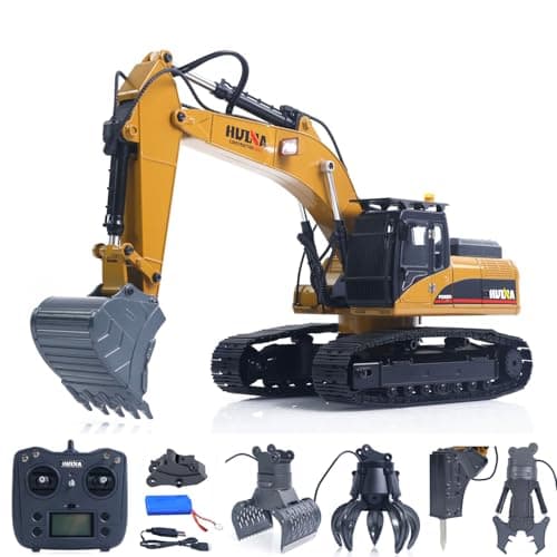 Image of wheelfun HUINA New Upgrade 580, 1/14 Metal RC Excavator, Electric Ball Grabber Shear Claw 360 Rotating Engineering Vehicle, Sound Light Hobby Construction Model, Multi Replacement Tool Digging Truck