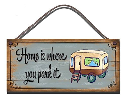 Image of Funny Sign Shabby Chic Wooden Wall Plaque New Home Is Where You Park It Caravan Gift Present