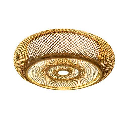 Image of wanwanper Bamboo Ceiling Light, 40 cm Vintage Chandelier, Natural Handmade Woven Retro Rattan Ceiling Lamp, Pendant Lights for Restaurant Tea Room Living Room Cafe Deco, 10-15 m²