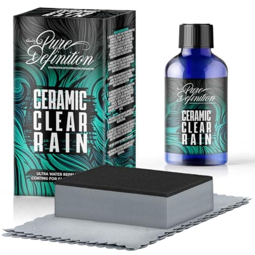 Image of Pure Definition Ceramic Glass Coating, Water Repellent Car Windscreen Coating For Cleaner Windows, Increases Crystal Clear Visibility When Driving In The Wet, Ceramic Clear Rain (30ml)