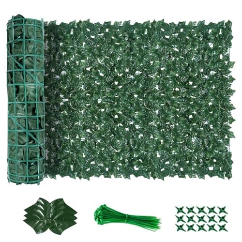 Image of AGJIDSO Artificial Ivy Fence Screening, 3m x 1m Artificial Hedges Panels, Privacy Fence Screen for Garden, Balcony, Outdoor,100PCS Zip Ties(Sweet Potato Leaves)