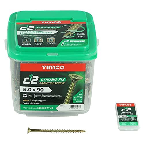 Image of TIMCO - C2 Strong-Fix Multi-Purpose Premium Screws - PZ - Double Countersunk - Yellow - 5.0 x 90 - Tub of 325