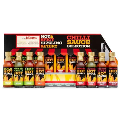 Image of Hot Sauce Gift Set - Chilli Sauce Selection 8 Pack Including Sriracha, Tabasco, Naga and More Spicy Challenge Birthday Food Gifts for Men, Unique Mens Gift, Boyfriend, Dad Foodie Gifts, Fathers Day