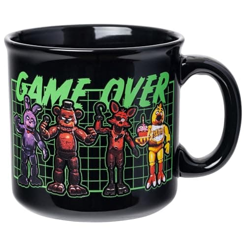Image of Silver Buffalo Five Nights At Freddy's Special Delivery Game Over Ceramic Camper Mug, 20 Ounces