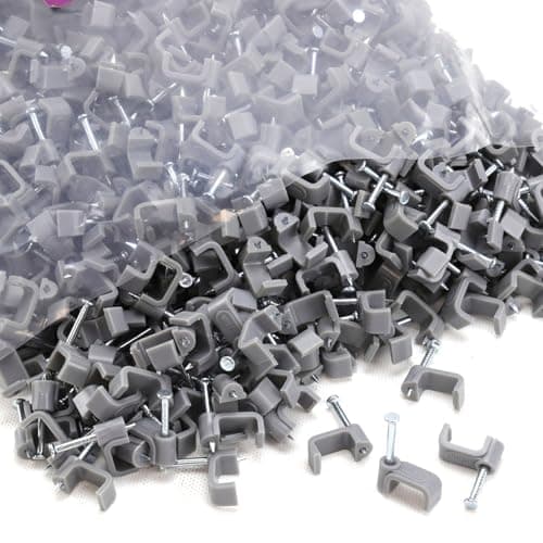 Image of Flat Grey 10mm Cable Clips for 2.5mm2 Twin & Earth Cables Contractor [1000 Pack]