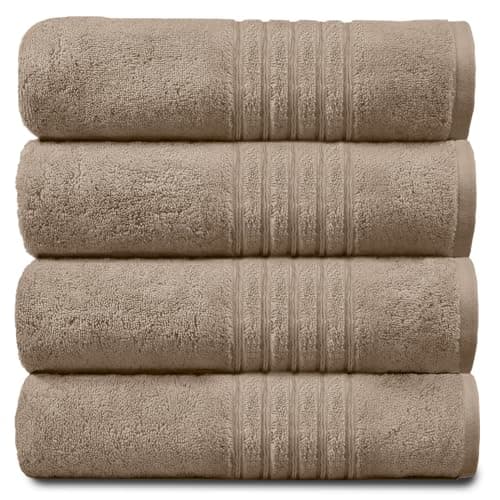 Image of GC GAVENO CAVAILIA New Hampton Pack of 4 Bath Towel Set, 100% Ringspun Cotton, Extra Absorbent 450 GSM Luxury Bath Sheets, Natural, 4PK