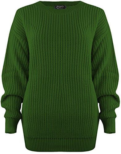 Image of SA Fashions® Oversized New Ladies Womens Chunky Baggy Jumper Knitted Sweater Thick Top S-XL 8-18 (M/L (12-14), Jade Green)