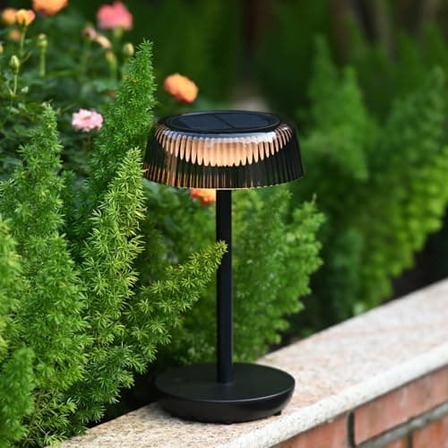 Image of DAWALIGHT Stepless Dimmable Table Lamp LED 3000K Warm White Rechargeable Battery Operated Lamp IP54 Waterproof Touch Nightstand Lamp for Bedroom Living Room Outdoor, Black