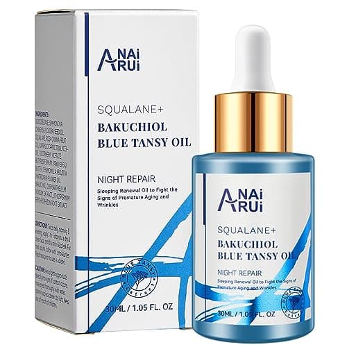 Image of ANAiRUi Bakuchiol Oil - Natural Retinol Alternative, Plant Derived - Face Oil with Blue Tansy, Squalane, Jojoba - Reduces Fine Lines & Wrinkles, Soothes and Hydrates Skin, 30 ml