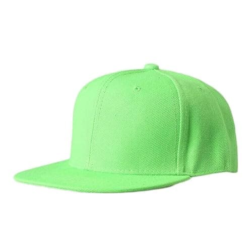 Image of Boolavard Classic Snapback Hat Cap Hip Hop Style Flat Bill Blank Solid Color Adjustable Size (Green)