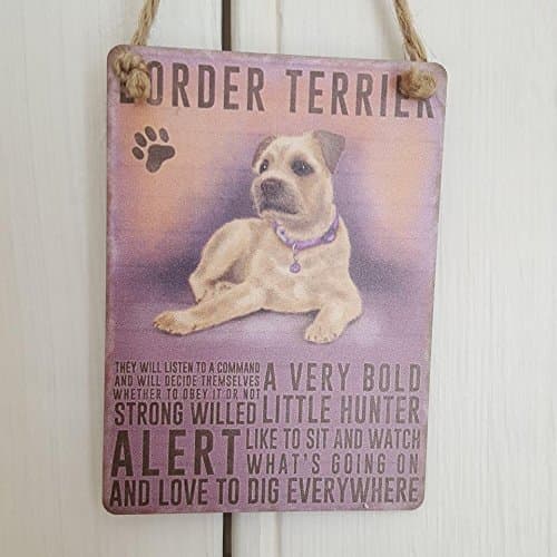 Image of Lesser & Pavey Retro Mini Metal Border Terrier Dog Saying Sign Hanging Decoration 6.5x9cm