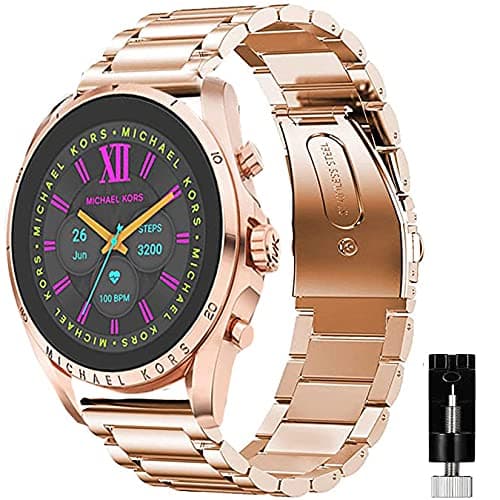 Image of Michael Kors Compatible Quick Release Stainless Steel Metal Replacement Straps for Gen 6 Bradshaw Smartwatch (Rose Gold)