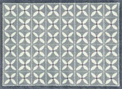 Image of Turtle Mat, Flower Fields 60X85cm Grey - Dee Hardwicke design - Highly absorbent Indoor barrier mat with Multi-Grip backing