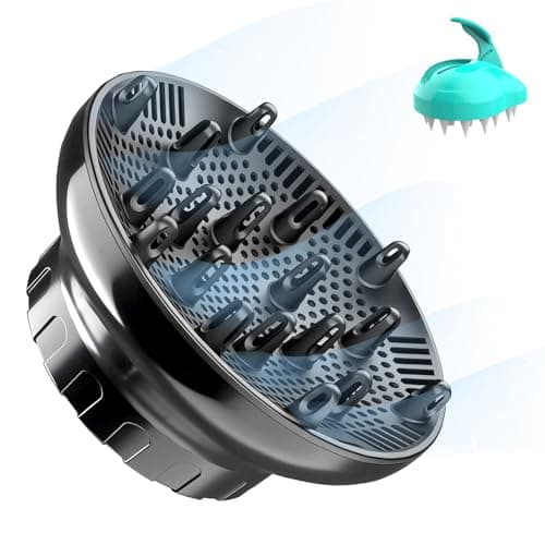 Image of Universal Hair Diffuser for 1.4"-3.1" Blow Dryer Nozzles, Diffuser Hairdryer Attachment, Professional Hair Diffuser for Curly or Wavy Hair, Reduces Frizz & Defines Curls, Home/Travel Use, Black