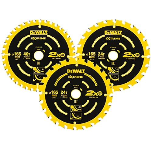 Image of Dewalt DT10397-QZ Elite Series Circular Saw Blade 2X165mm 24T 1X165mm 40T 3 Pack