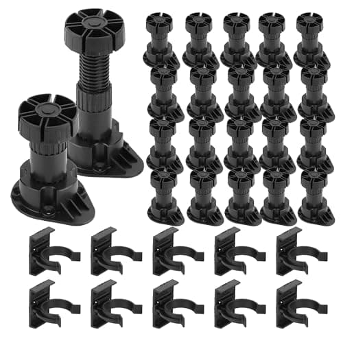 Image of WENLISELL 20 PCS Cabinet Legs Black, Kitchen Unit Legs Adjustable, Cabinet Foot Kitchen Unit Cabinet Legs for Bathroom Cabinet 80-130mm