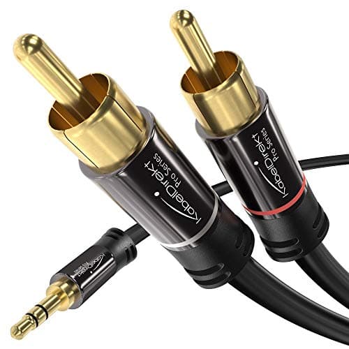 Image of KabelDirekt – 3m – Aux/3.5mm to RCA/phono male adapter cable, 2x RCA/phono plugs (Y splitter audio cable, for connecting smartphones/notebooks and other equipment to Hi-Fi systems/speakers, black)