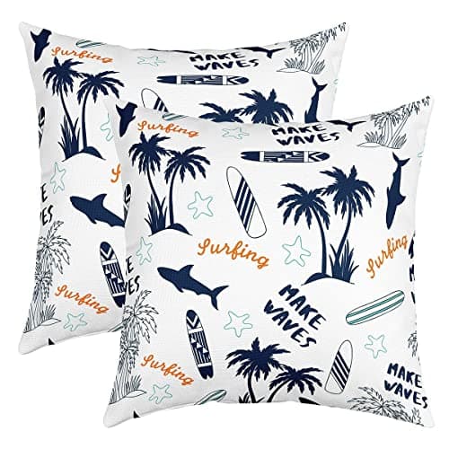 Image of Loussiesd Pack of 2 Palm Tree Print Decorative Throw Pillow Covers Soft Palm Leaf Square Cushion Case Set for Sofa Bedroom Living Room Hawaiian Tropical Island Pillow Cases Pillowcases 20x20 Inch
