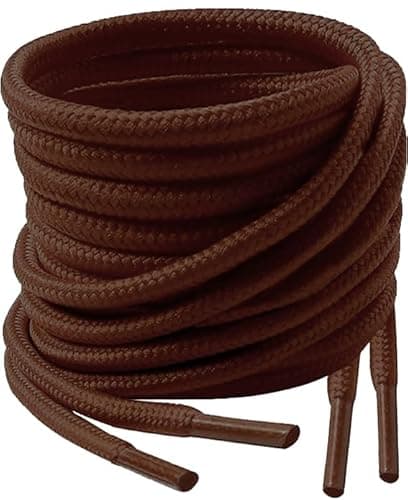 Image of Lacestar Round Boots Shoelace, 4mm Diameter Outdoor Work & Hiking Boots Shoe Laces, Premium Round Shoelaces for Trainers Shoes (Dark Brown 60cm)