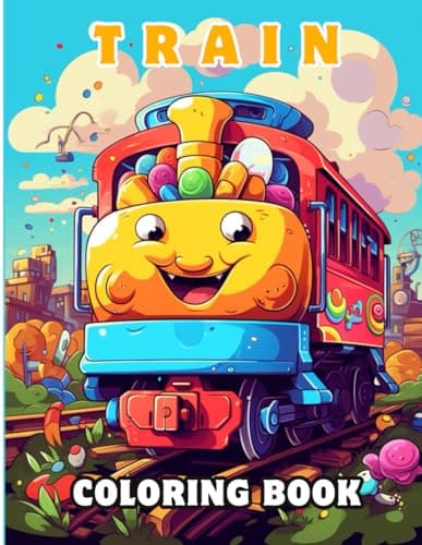 Image of Train Coloring Book for Kids: + 50 Train Themed Coloring Pages for Kids Ages 4-8 – Ideal Train Gift for Kids