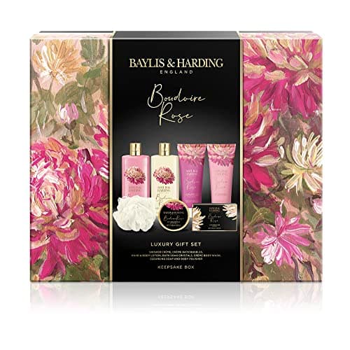 Image of Baylis & Harding Boudoire Rose Luxury Keepsake Box Bathing Treat Gift Set (Pack of 1) - Vegan Friendly