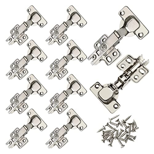 Image of CVIUYO 10 Pcs 35mm Soft Close Concealed Kitchen Cabinet and Wardrobe Door Hinges, 90-110 Degree Full Overlay with Screws