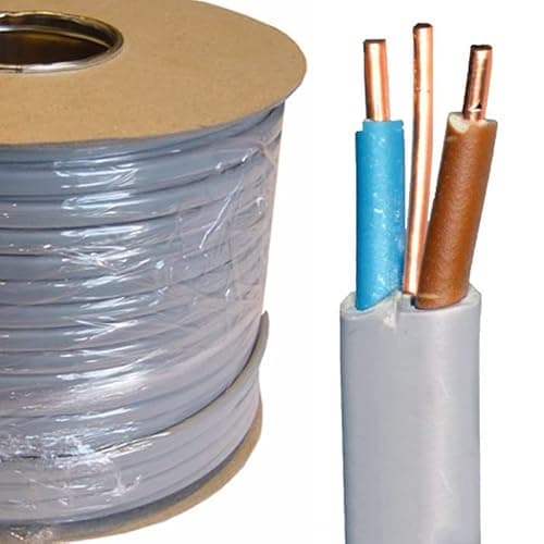 Image of Twin and Earth Cable 2.5mm² 25m – Flat Grey 6242Y PVC Insulated Copper Wire – Heavy Duty T&E Electrical Cable for Lighting, Sockets & Power Installations