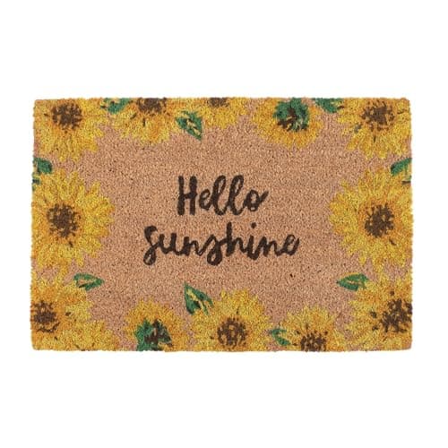 Image of Something Different Hello Sunshine Sunflower Door Mat (One Size) (Yellow/Brown)