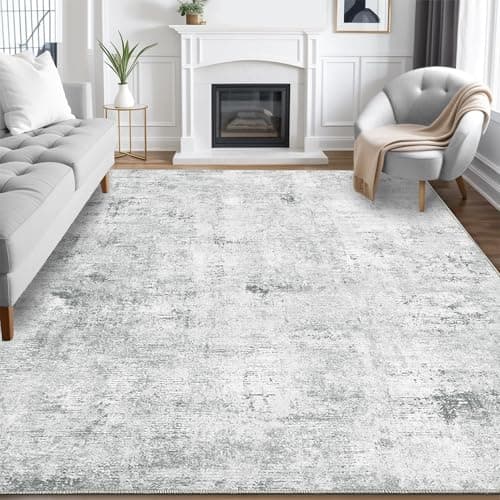 Image of Guchuang Bedding Rugs Living Room 140x200cm Area Rugs Grey Modern Abstract Rugs Large Non Slip Carpet Short Pile Rug for Bedroom Dining Room Kitchen Soft Faux Wool Rug