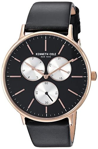 Image of Kenneth Cole New York Men's Sport' Quartz Stainless Steel and Leather Dress Watch, Color:Black (Model: KC14946006)