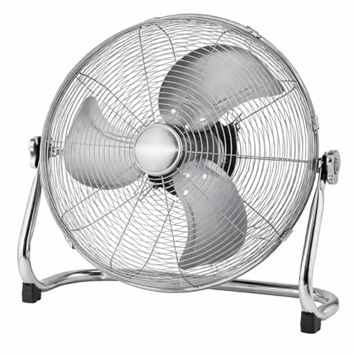 Image of Sohler 18" Industrial Floor Fan, 100W Metal High Velocity Cooling Fan, 3 Speed Settings, Aluminium Blades, Chrome, Ready to Use