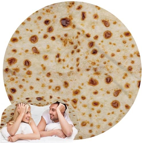 Image of Abaysto Funny Burrito Tortilla Blanket - Soft Flannel Realistic Food Throw for Adults & Kids Gifts for Crib, Sofa, Outdoors 120cm（47"）