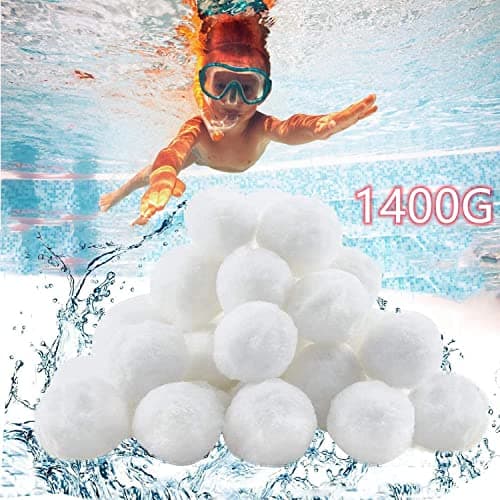 Image of Filter Balls, Pool Filter Balls for Sand Filter Systems, 1400 g Filter Balls, Can Replace 50 kg Filter Sand, Suitable for Pool Filter, Swimming Pool Filter System, Pool Cleaning Accessories, White
