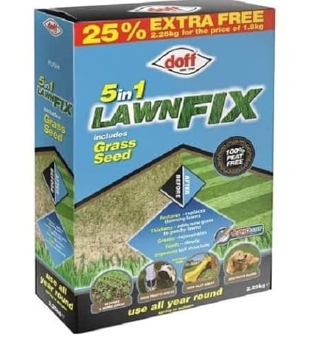 Image of Lawn Fix 5-in-1 Includes Grass Seed Peat Free Garden Lawn Fertiliser 2.25kg