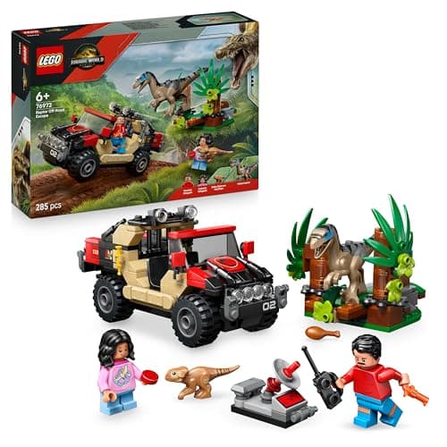 Image of LEGO Jurassic World Raptor Off-Road Escape Dinosaur Toy - incl. 2 Dino Figures, Off-Road Car Toy & 2 Minifigures - Gift for 6+ Year Old Boys, Girls & Rebirth Movie Fans - 76972