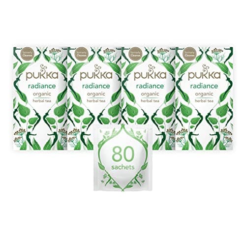 Image of Pukka Herbs | Radiance Organic Herbal Tea Box | Fennel, Aloe Vera, Peppermint, Dandelion and Nettle Tea | Perfect For An Inner Glow | Caffeine Free | 4 Packs | 80 Plant Based Biodegradable Tea Bags