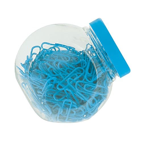 Image of eBuyGB 27 mm 200 Coloured Plastic Coated Metal Paper Clip in Candy Box, Blue