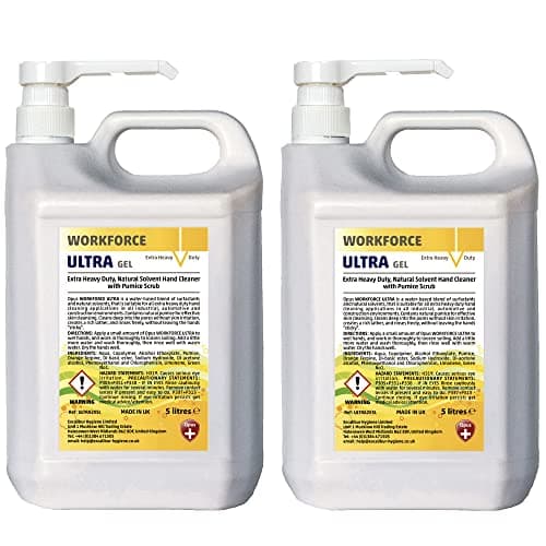 Image of Opus Workforce ULTRA Industrial Hand cleaner 5L x 2 with Pump - Extra Heavy Duty Hand Wash with Pumice Scrubbing Particles - Cosmetic Grade Industrial Gel Hand Cleaner