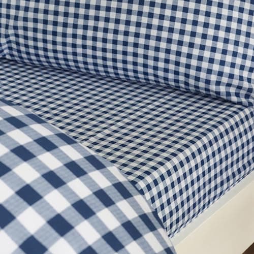 Image of Catherine Lansfield Bamford Gingham Check King Fitted Sheet Navy Blue