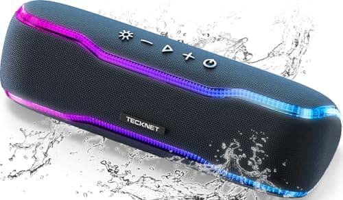 Image of TECKNET Bluetooth Speaker, 2026 Portable Wireless Speaker with Bluetooth 5.4, 30W Stereo Sound with RGB Lights, IPX7 Waterproof Outdoor Speaker with 25H Playtime for Party, Travel, Sport, Biking