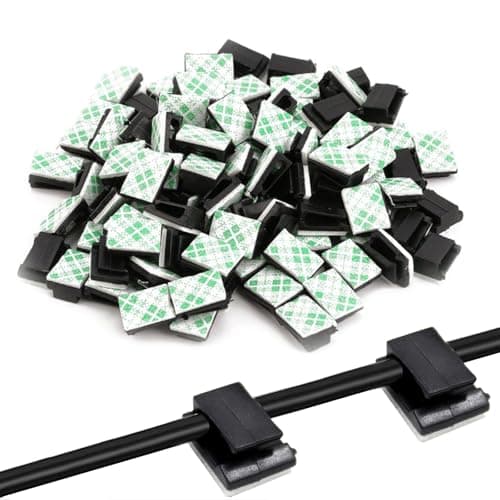 Image of 50 Pack Self Adhesive Cable Clips Self Adhesive, Electrical Car Wire Clips, Dash Cam Cable Clips for Car, Office and Home (13 x 10 mm, Black)