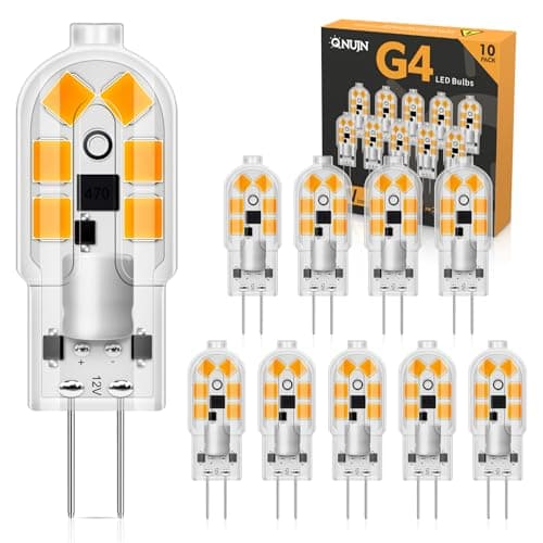 Image of QNUJN G4 LED Bulbs, 2W 12V Light Bulb Warm White 3000K, Equivalent to 20W Halogen Bulb, 200LM, Non-Dimmable No Flicker, Bi-Pin Base Energy Saving Light Bulbs for Lighting Decor, Chandelier, 10 Pack
