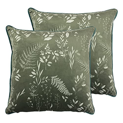 Image of furn. Fearne Twin Pack Feather Filled Cushions, Sage Green, 50 x 50cm