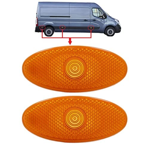 Image of BIAREN 2x Side Marker Indicator Lamp Light Lens Amber For Renault Master Mk3 Vauxhall Movano B Mk2 Nissan NV400 261B00001R 4419475 2618000Q0A