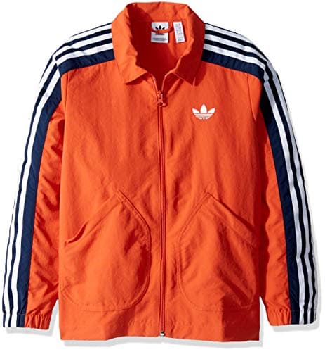 Image of adidas Originals Boys' Big Nylon Coach Jacket, Legend Marine/White, Medium